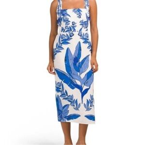 NWT Calypso St Barth linen blend beaded strap midi dress